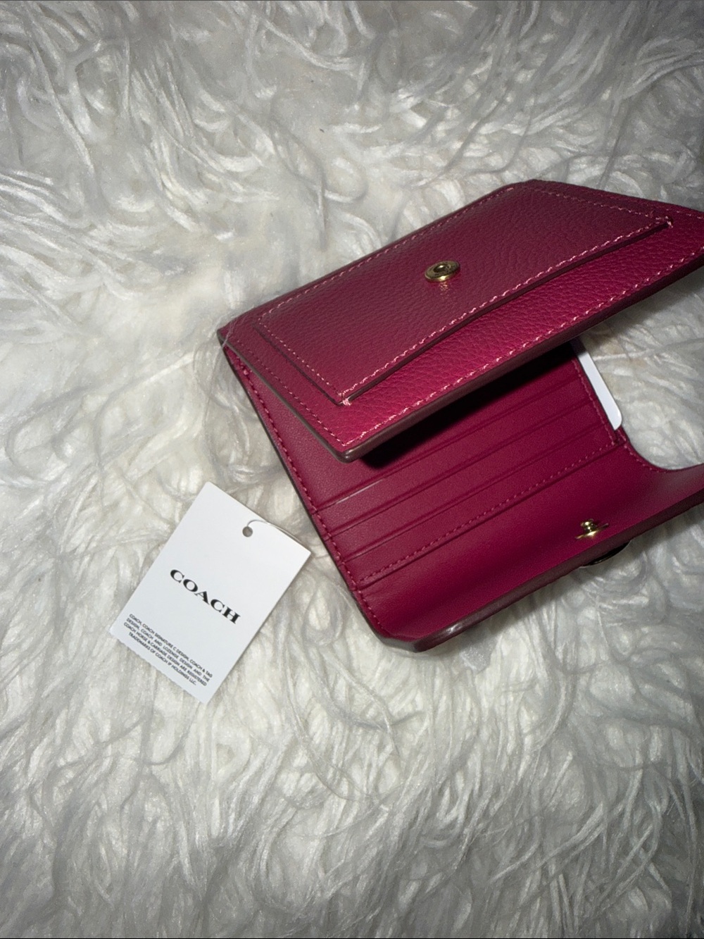 Coach Mila Mini Leather Flap Wallet- Dark Fuchsia - Picture 5 of 6